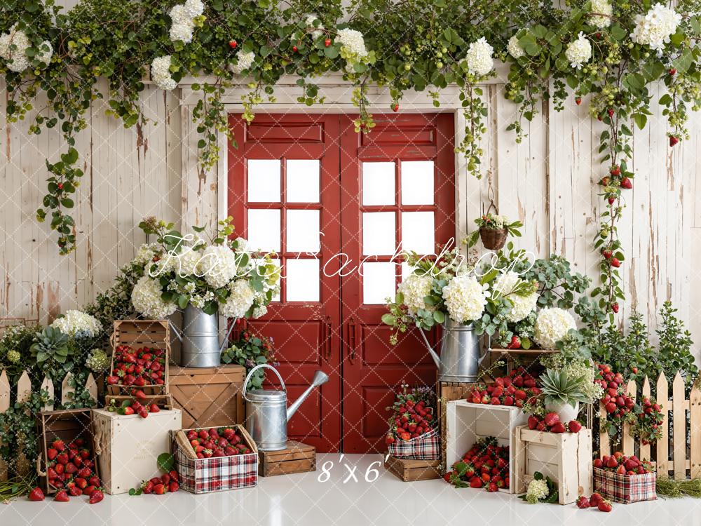 Kate Spring Red Door Strawberries Backdrop Designed by Emstselch - Image 3