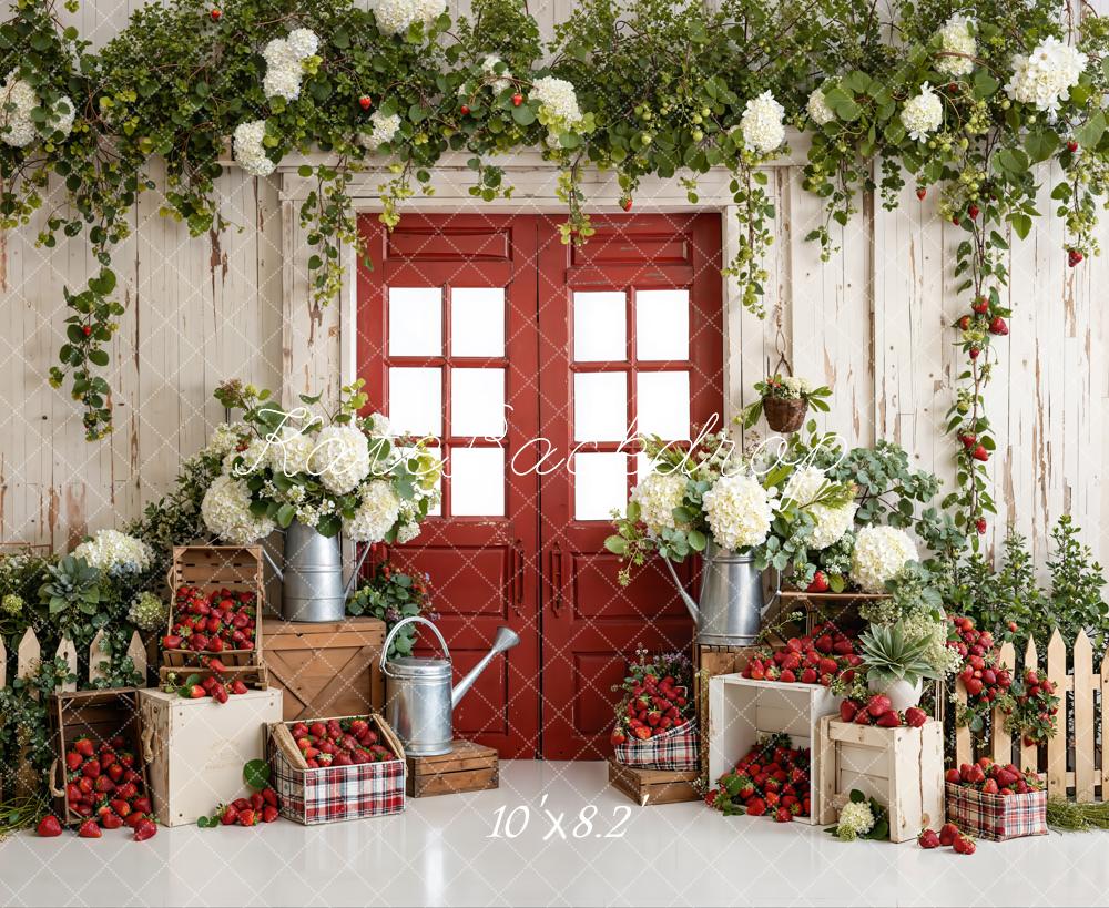 Kate Spring Red Door Strawberries Backdrop Designed by Emstselch - Image 6