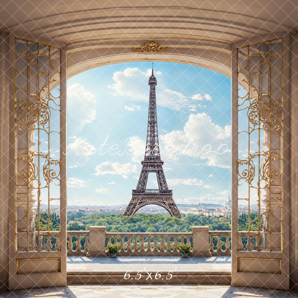 Kate Spring Retro Beige Balcony Paris Tower Backdrop Designed by Emetselch - Image 5