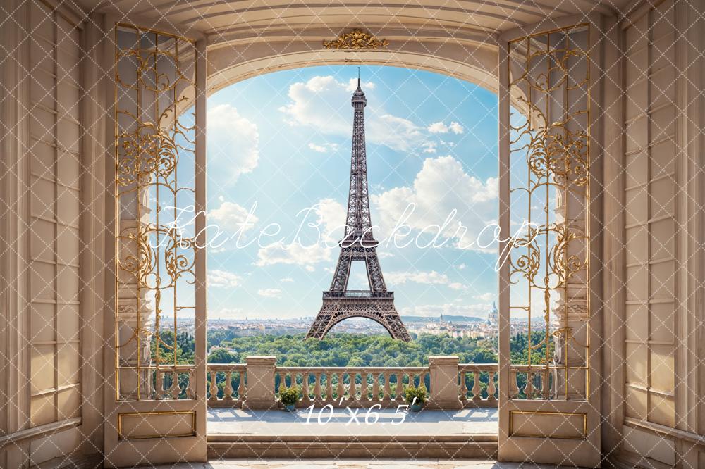 Kate Spring Retro Beige Balcony Paris Tower Backdrop Designed by Emetselch - Image 7