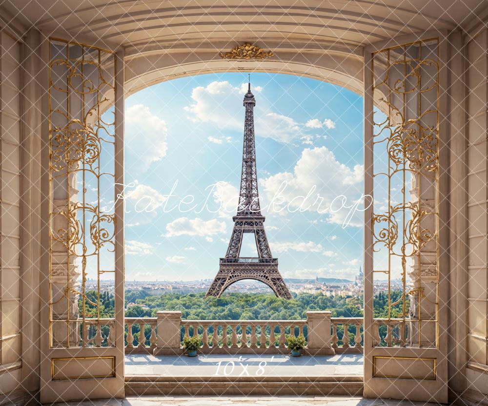 Kate Spring Retro Beige Balcony Paris Tower Backdrop Designed by Emetselch - Image 8