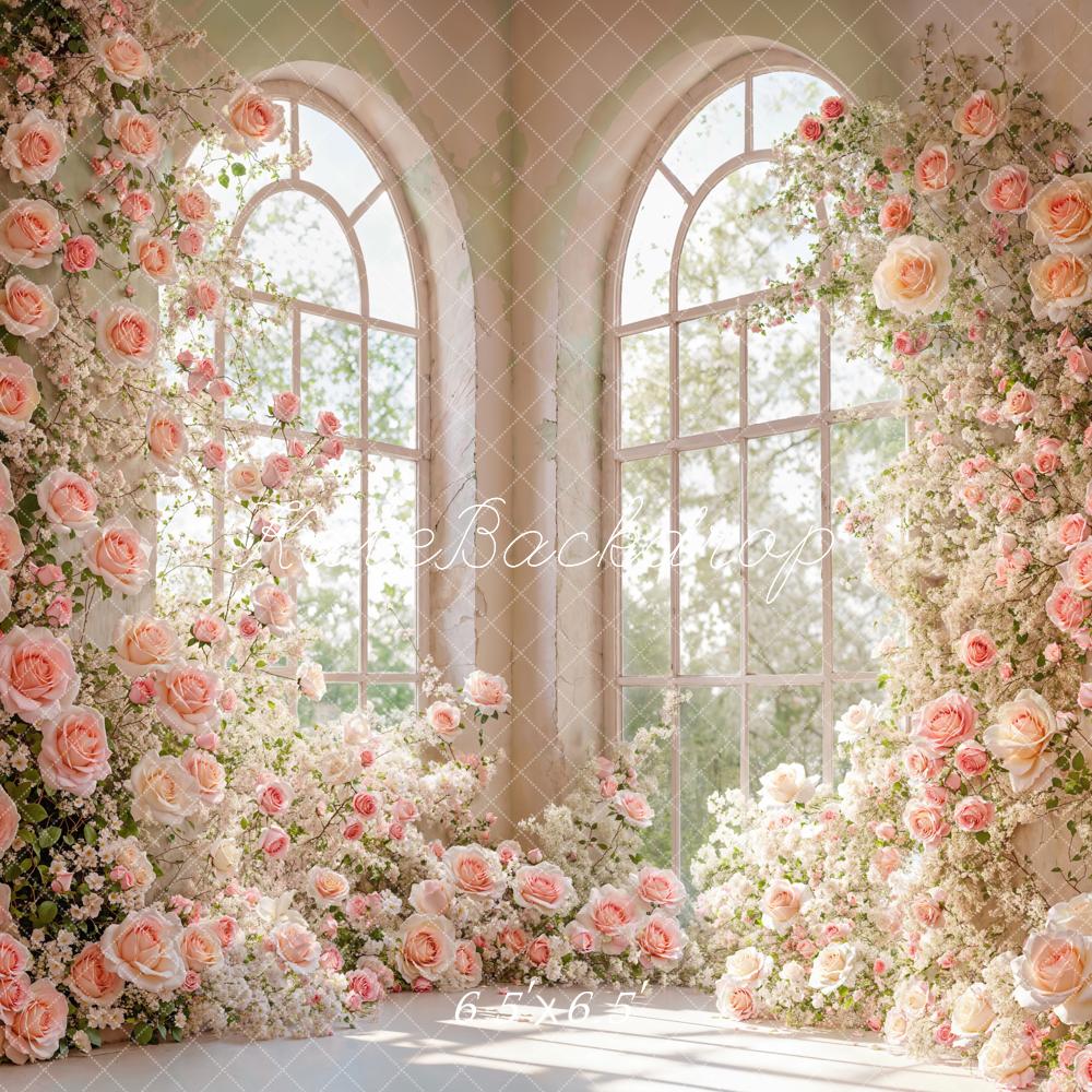 Kate Spring Room Corner Floral Arch Window Backdrop Designed by Emetselch - Image 2
