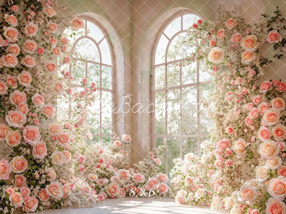 Kate Spring Room Corner Floral Arch Window Backdrop Designed by Emetselch - Image 3