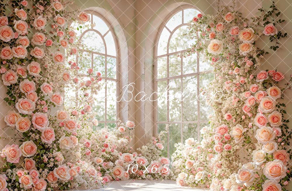 Kate Spring Room Corner Floral Arch Window Backdrop Designed by Emetselch - Image 4