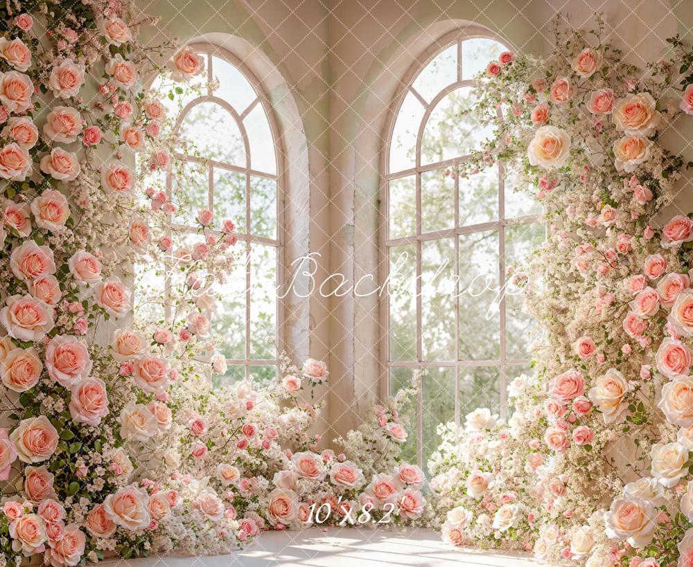 Kate Spring Room Corner Floral Arch Window Backdrop Designed by Emetselch - Image 5