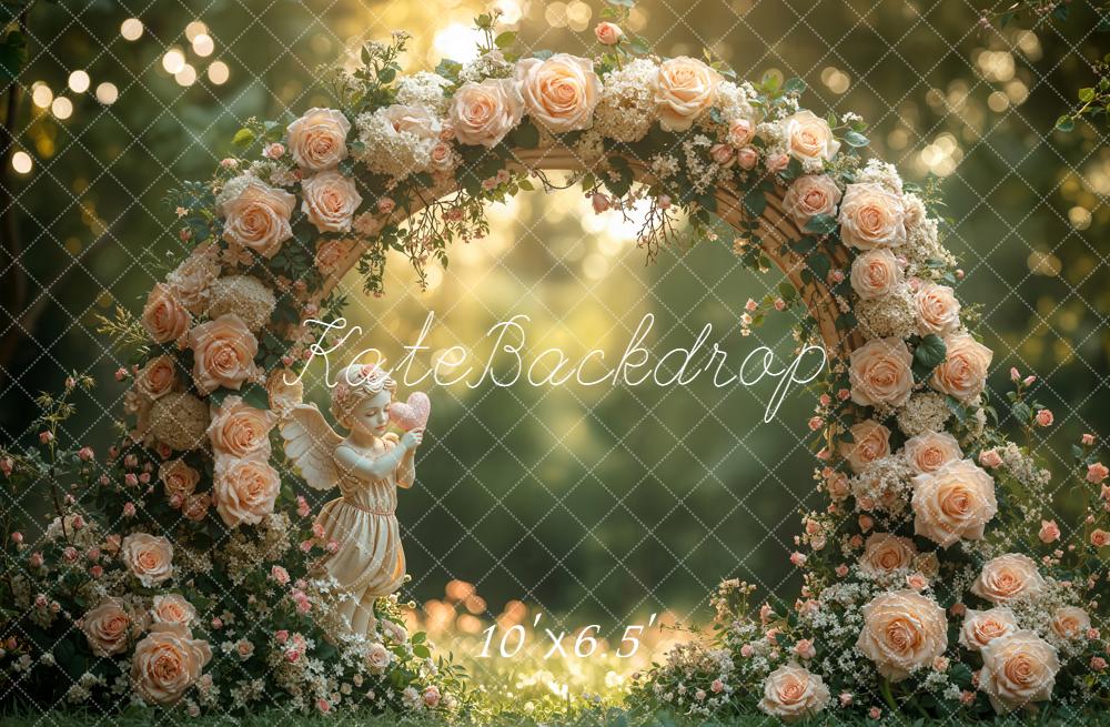 Kate Spring Rose Arch Angel Garden Fleece Backdrop Designed by Emstselch - Image 2