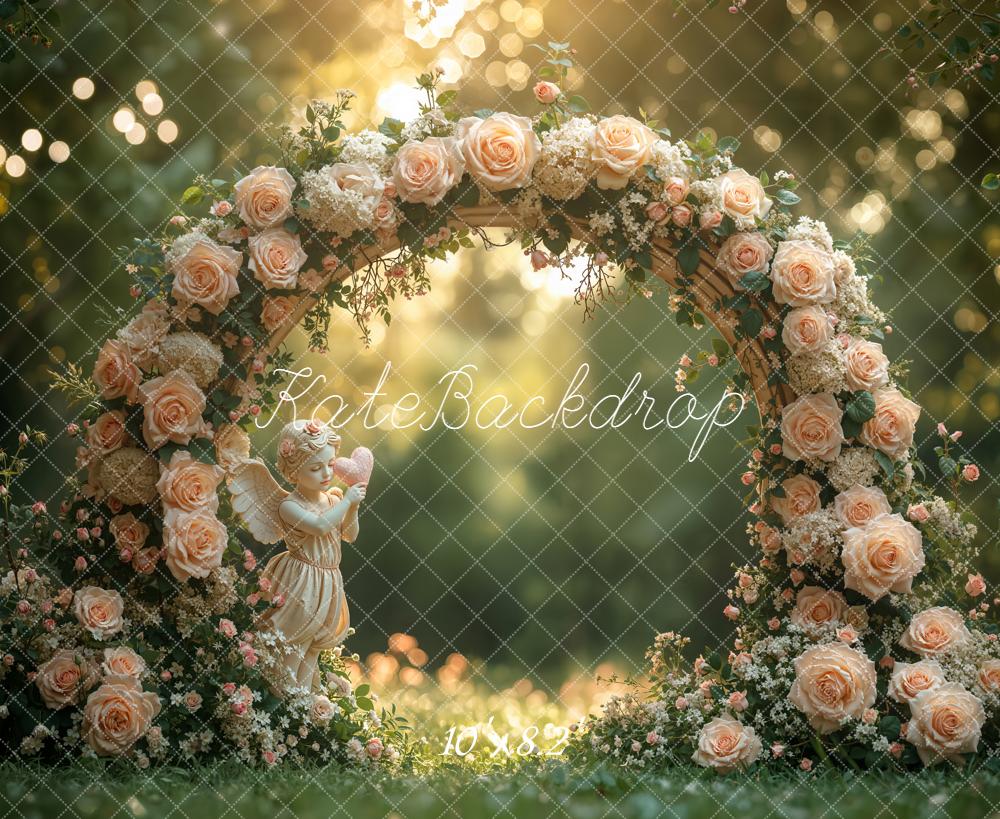 Kate Spring Rose Arch Angel Garden Fleece Backdrop Designed by Emstselch - Image 3