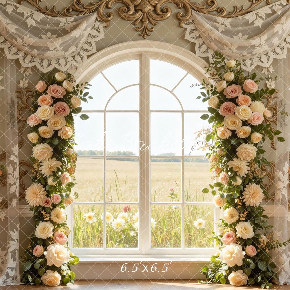 Kate Spring Rose Arch Window Vintage Lace Backdrop Designed by Mini MakeBelieve - Image 2