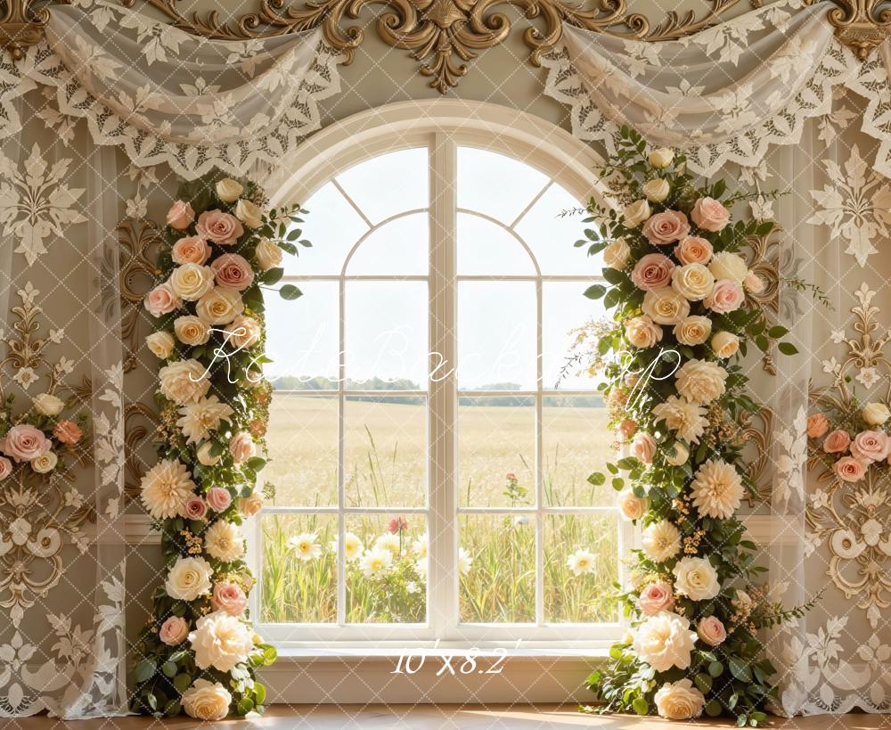 Kate Spring Rose Arch Window Vintage Lace Backdrop Designed by Mini MakeBelieve - Image 6