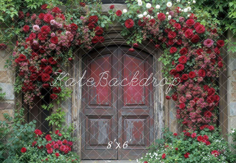Kate Spring Roses Arch Wooden Door Backdrop Designed by Mini MakeBelieve - Image 3