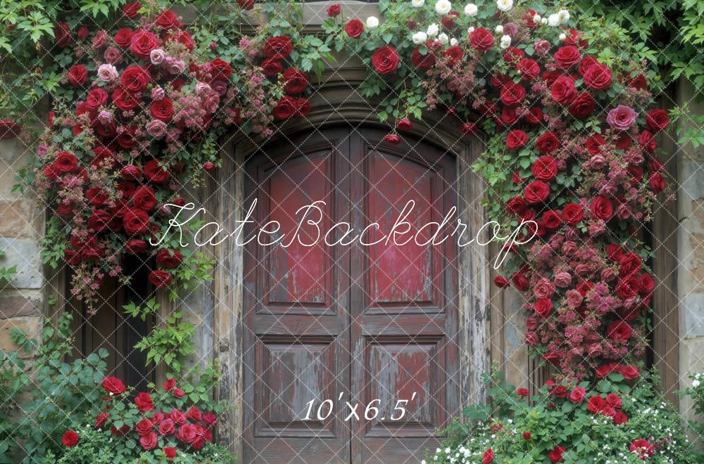 Kate Spring Roses Arch Wooden Door Backdrop Designed by Mini MakeBelieve - Image 4