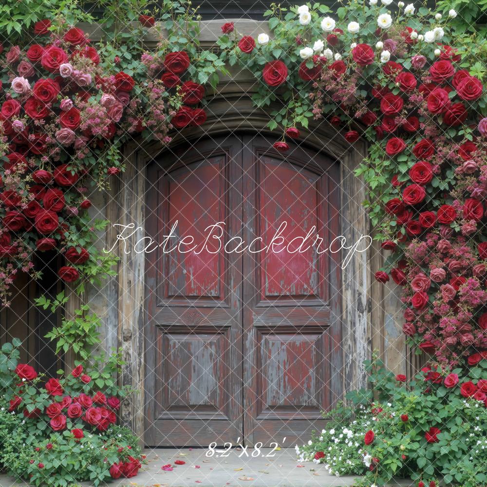 Kate Spring Roses Arch Wooden Door Backdrop Designed by Mini MakeBelieve - Image 5