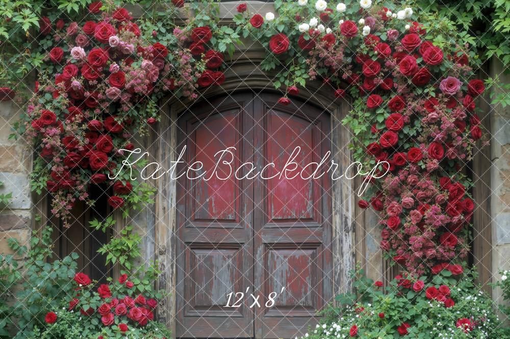 Kate Spring Roses Arch Wooden Door Backdrop Designed by Mini MakeBelieve - Image 8