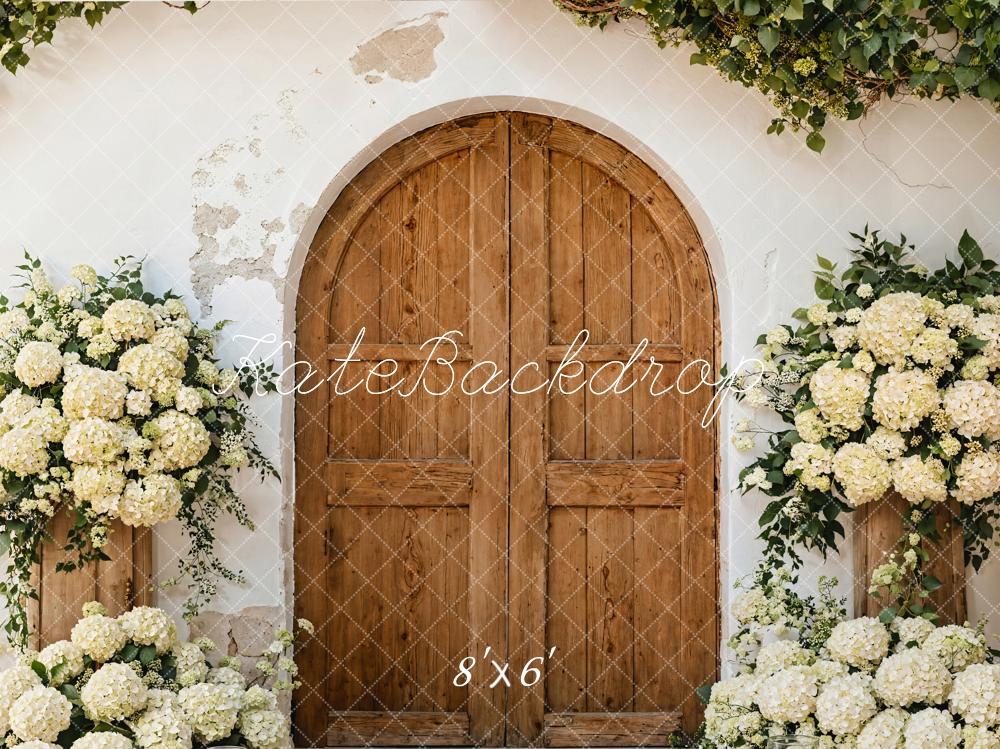 Kate Spring Rustic Arch Door Floral Fleece Backdrop Designed by Emetselch - Image 2