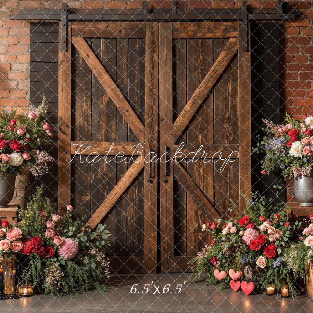 Kate Spring Rustic Barn Door Floral Backdrop Designed by Emetselch - Image 2
