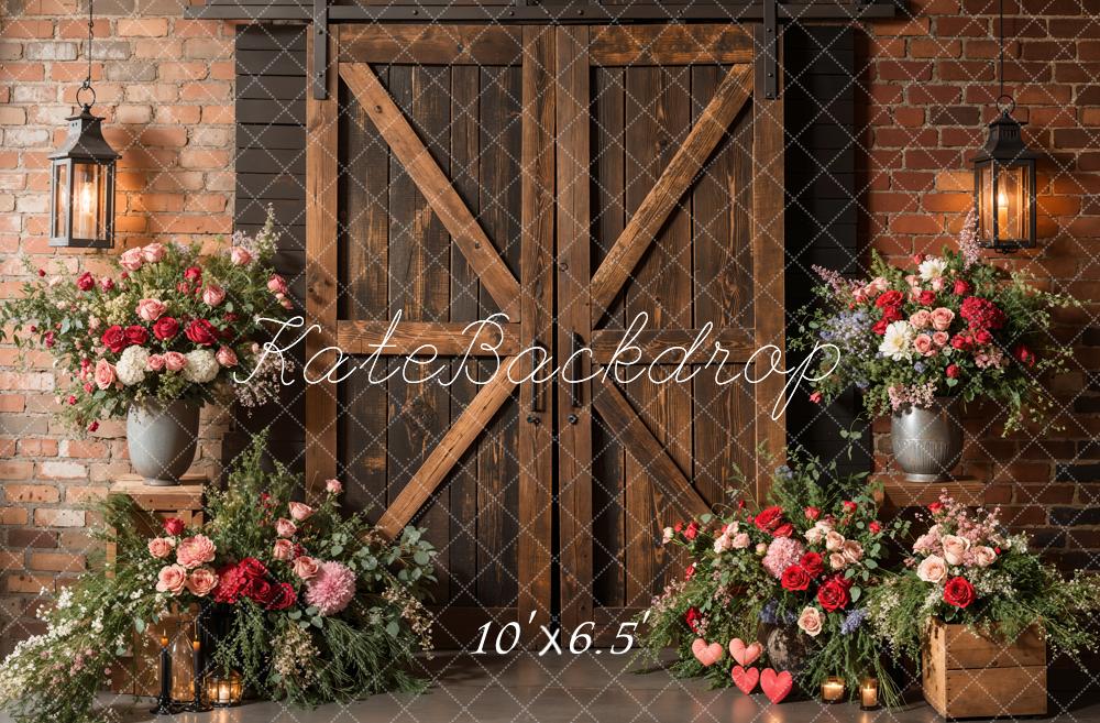 Kate Spring Rustic Barn Door Floral Backdrop Designed by Emetselch - Image 4