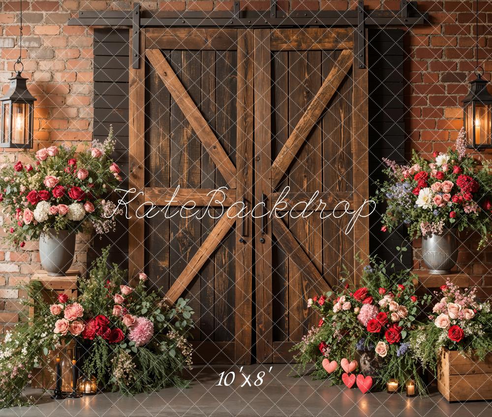 Kate Spring Rustic Barn Door Floral Backdrop Designed by Emetselch - Image 7
