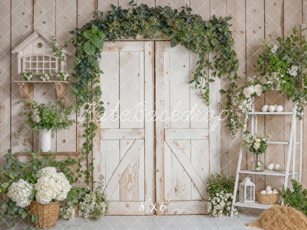 Kate Spring Rustic Barn Door Greenery Backdrop Designed by Emstselch - Image 3