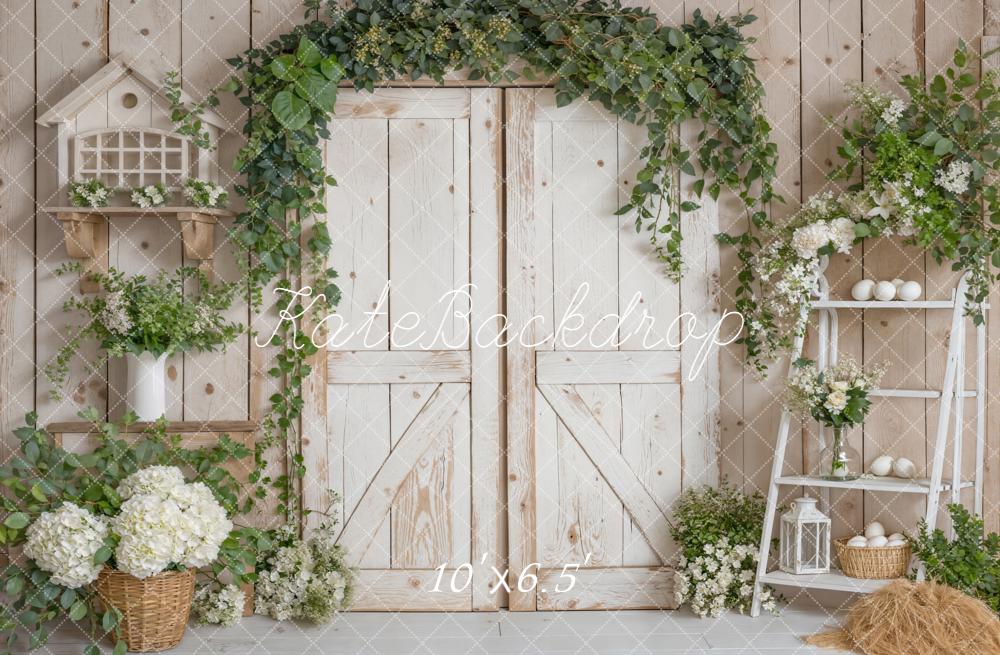 Kate Spring Rustic Barn Door Greenery Backdrop Designed by Emstselch - Image 4