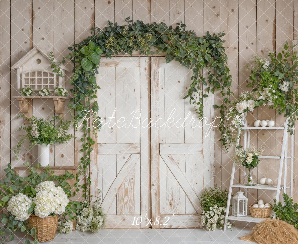 Kate Spring Rustic Barn Door Greenery Backdrop Designed by Emstselch - Image 6