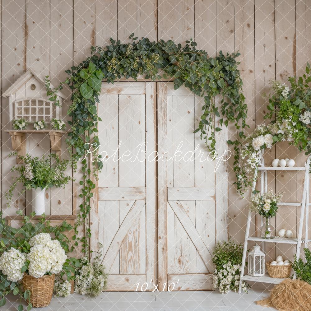Kate Spring Rustic Barn Door Greenery Backdrop Designed by Emstselch - Image 7