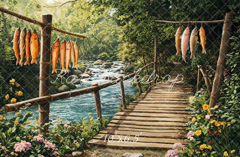 Kate Spring Rustic Bridge Fish River Backdrop Designed by Emetselch - Image 4