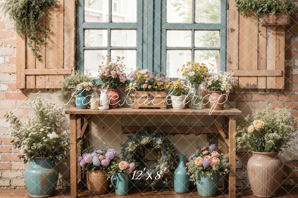 Kate Spring Rustic Floral Window Table Fleece Backdrop Designed by Emetselch - Image 4