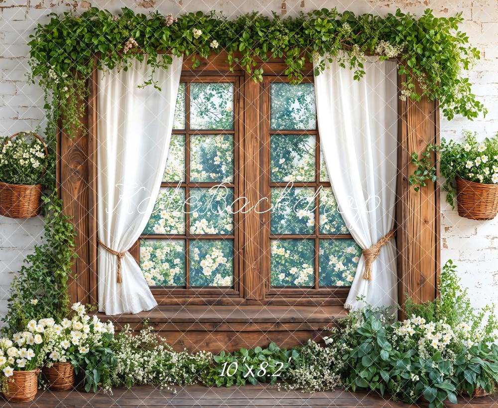 Kate Spring Rustic Window White Curtain Backdrop Designed by Emetselch - Image 6