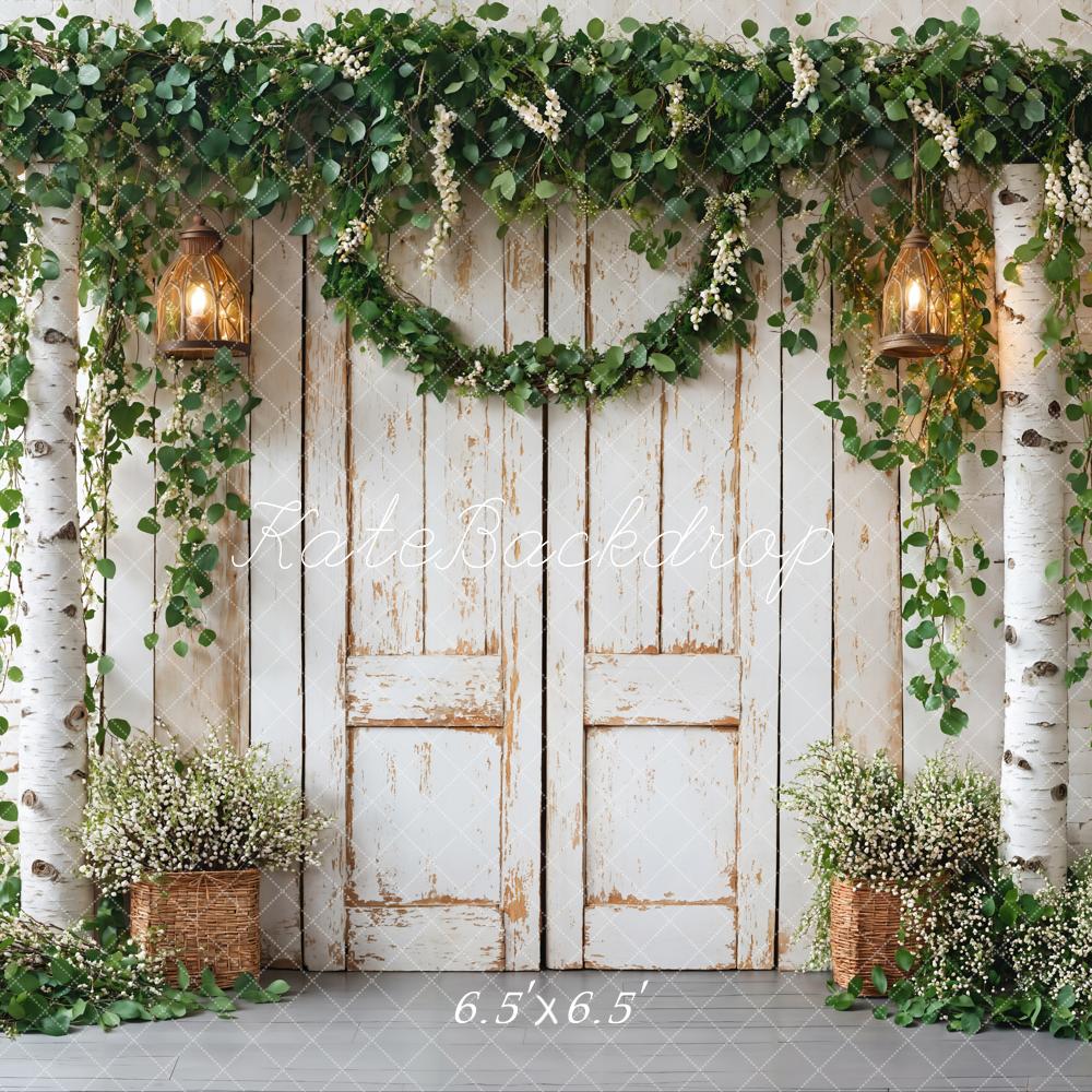Kate Spring Rustic Wooden Floral Door Backdrop Designed by Emetselch - Image 2