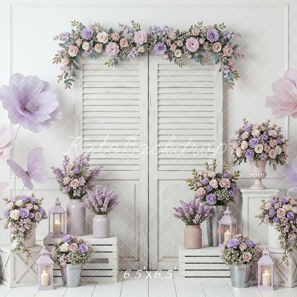 Kate Spring Shutter Doors Pastel Butterflies Backdrop Designed by Mini MakeBelieve - Image 2