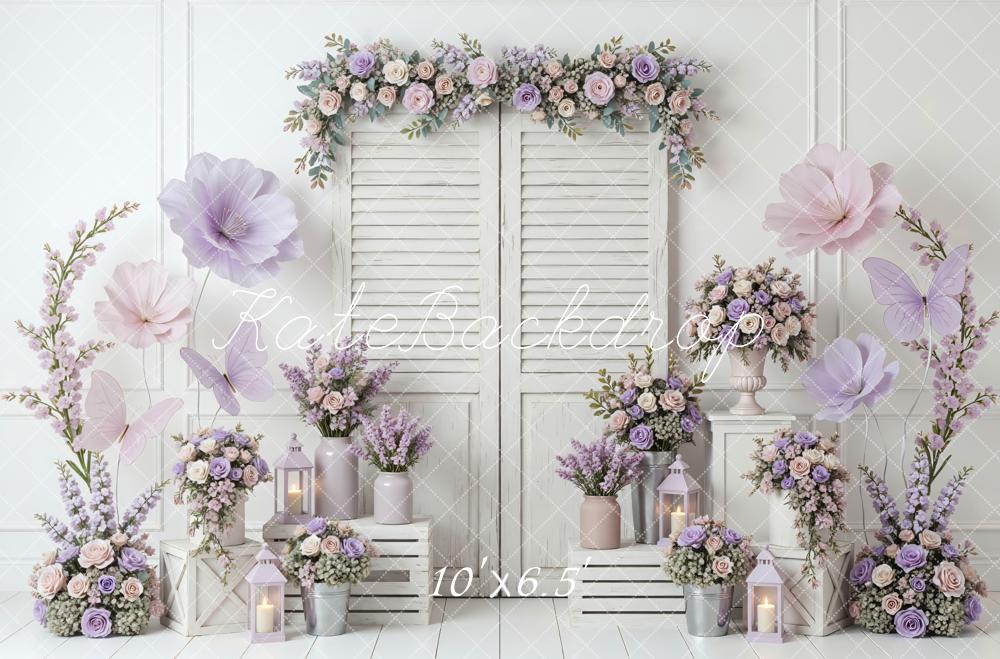 Kate Spring Shutter Doors Pastel Butterflies Backdrop Designed by Mini MakeBelieve - Image 4