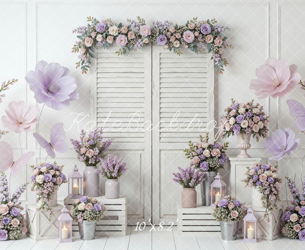 Kate Spring Shutter Doors Pastel Butterflies Backdrop Designed by Mini MakeBelieve - Image 6