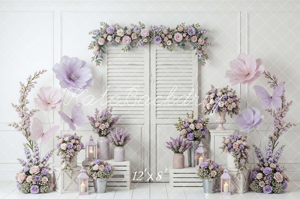 Kate Spring Shutter Doors Pastel Butterflies Backdrop Designed by Mini MakeBelieve - Image 8