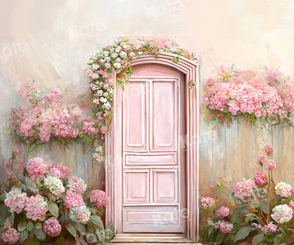 Kate Spring Soft Pink Floral Door Backdrop Designed by Chain Photography - Image 2