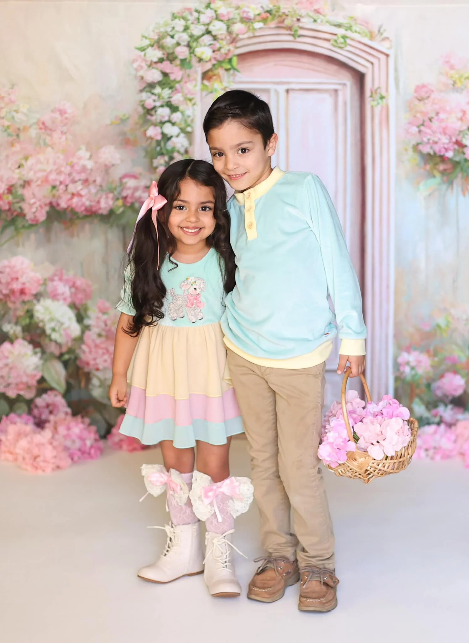 Kate Spring Soft Pink Floral Door Backdrop Designed by Chain Photography - Image 3
