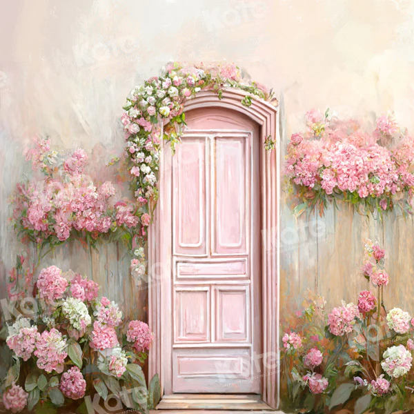 Kate Spring Soft Pink Floral Door Backdrop Designed by Chain Photography - Image 6