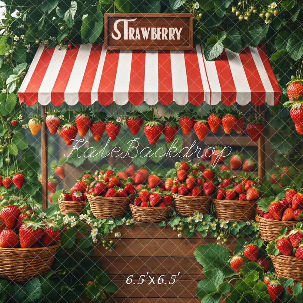 Kate Spring Strawberry Market Stand Basket Backdrop Designed by Emetselch - Image 2