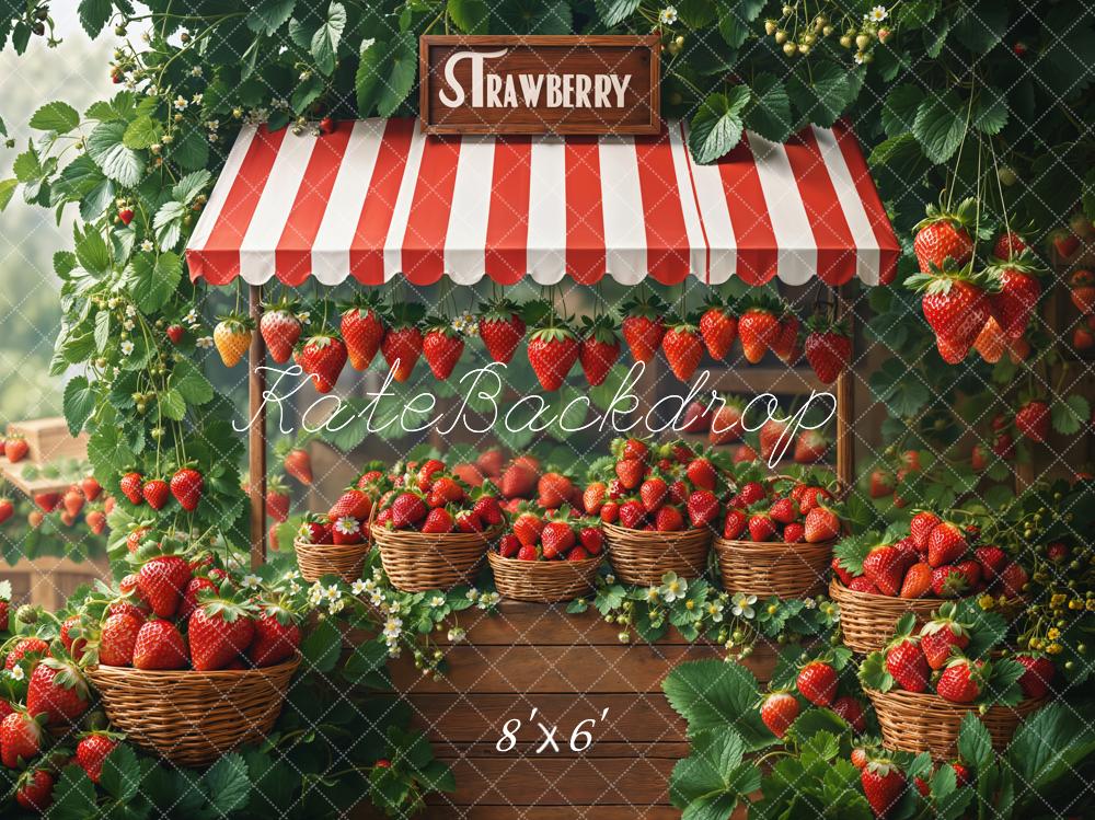 Kate Spring Strawberry Market Stand Basket Backdrop Designed by Emetselch - Image 3