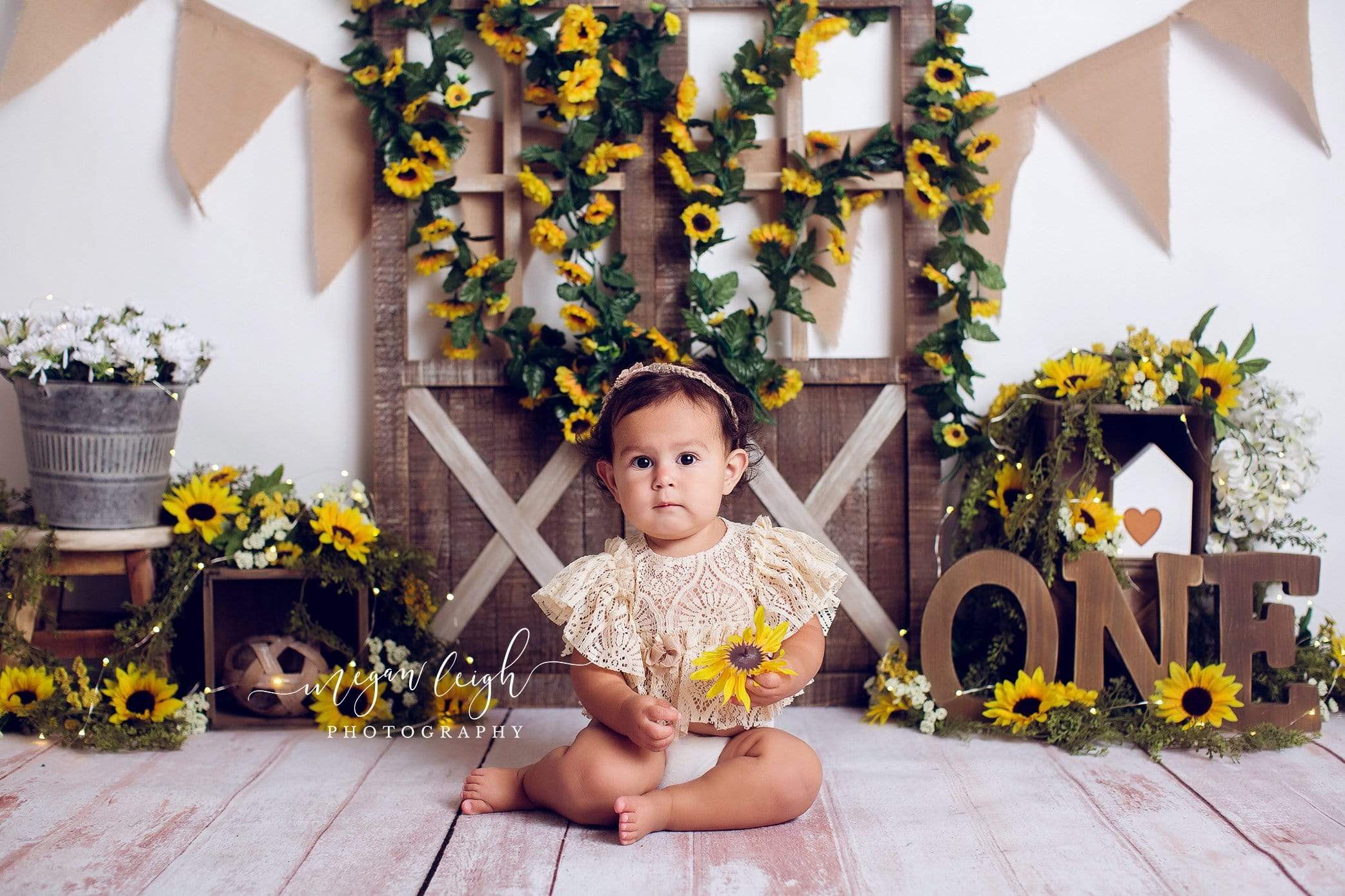 Kate Spring Sunflower Barn Door Decoration Backdrop Designed by Megan Leigh Photography - Image 4