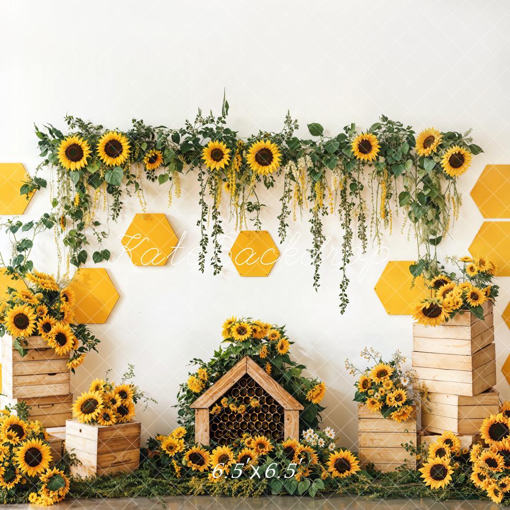 Kate Spring Sunflower Garden Honeycomb Backdrop Designed by Emetselch - Image 2