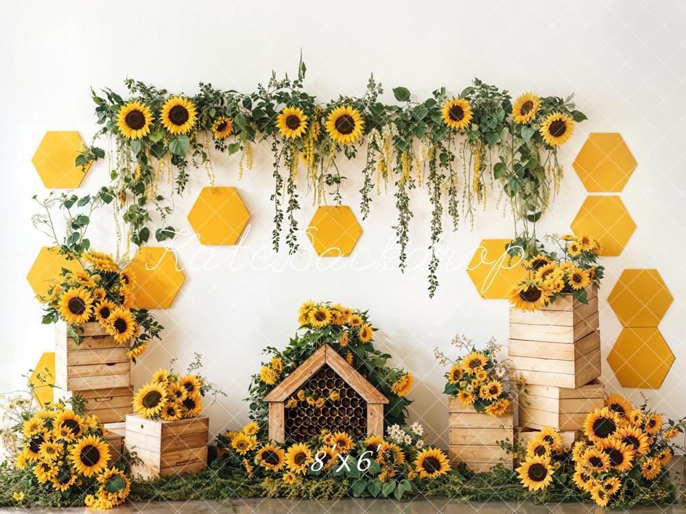 Kate Spring Sunflower Garden Honeycomb Backdrop Designed by Emetselch - Image 3
