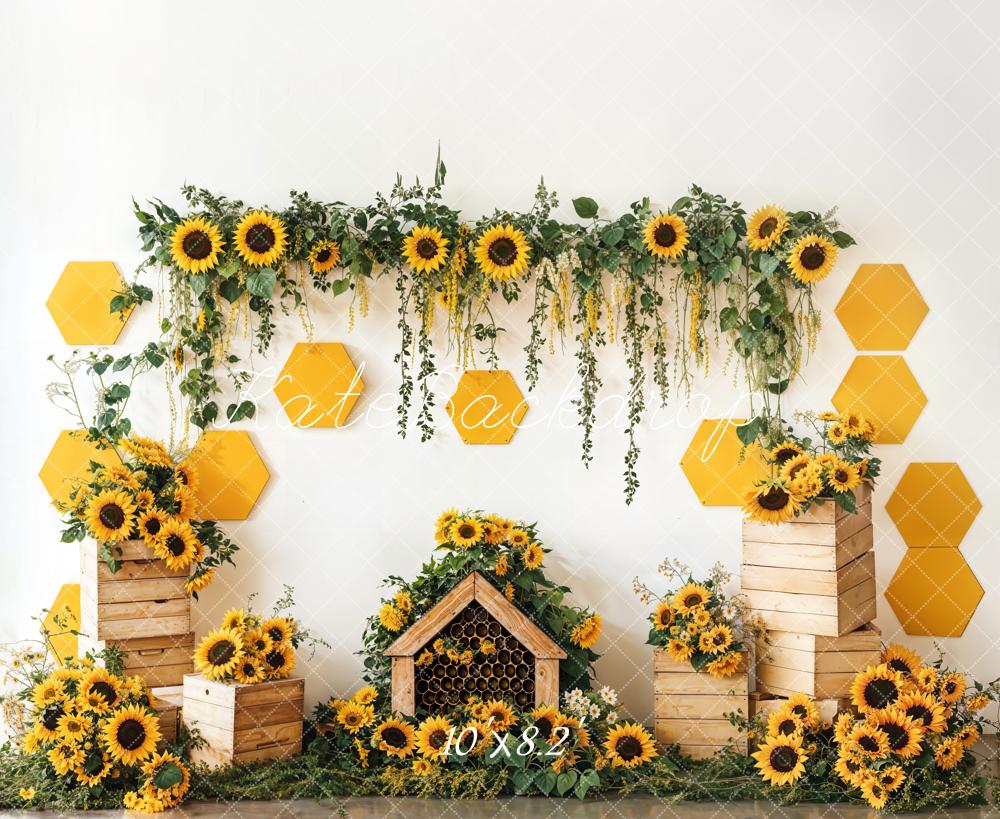 Kate Spring Sunflower Garden Honeycomb Backdrop Designed by Emetselch - Image 5