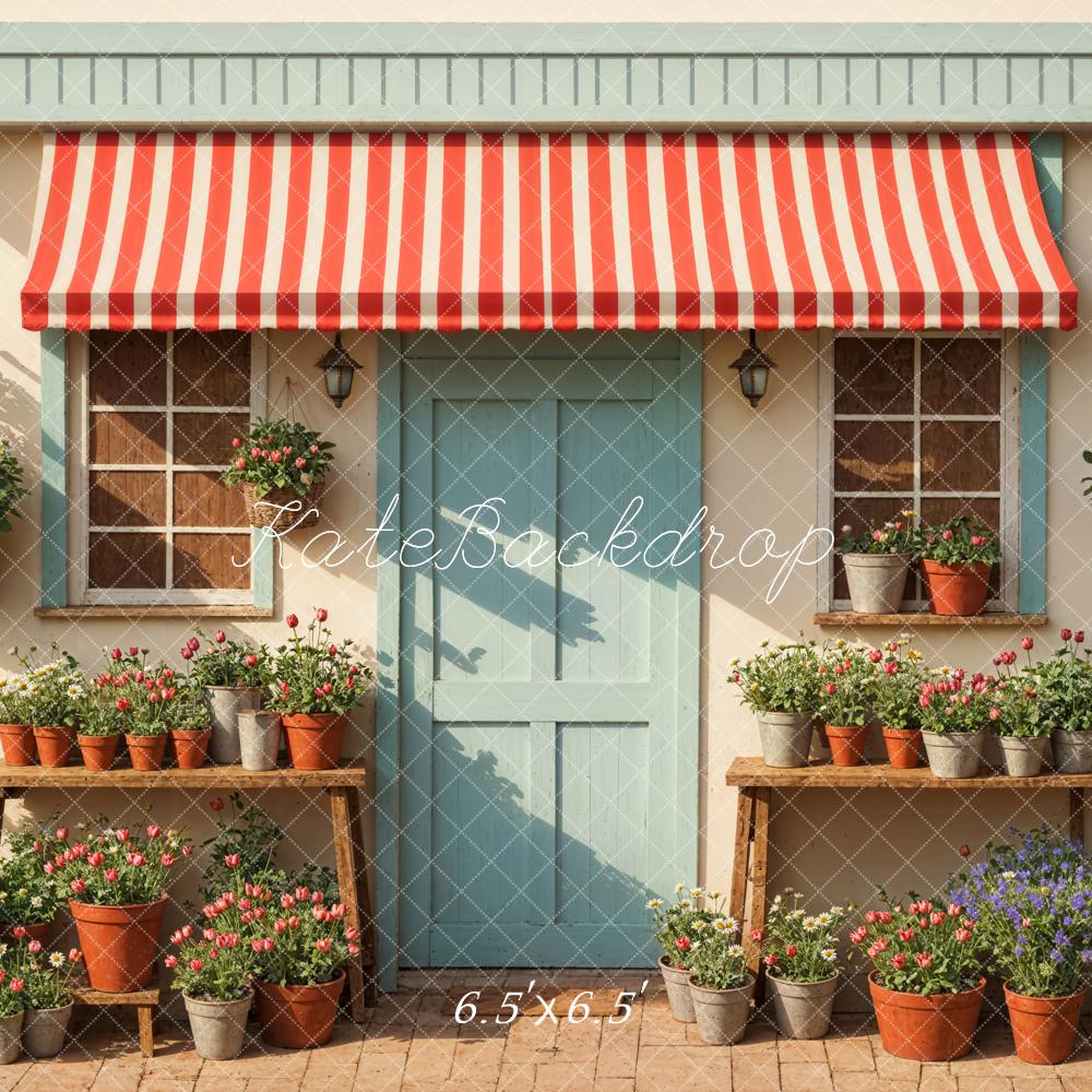 Kate Spring Sunshine Green Plant Blue Door Backdrop Designed by Emetselch - Image 2