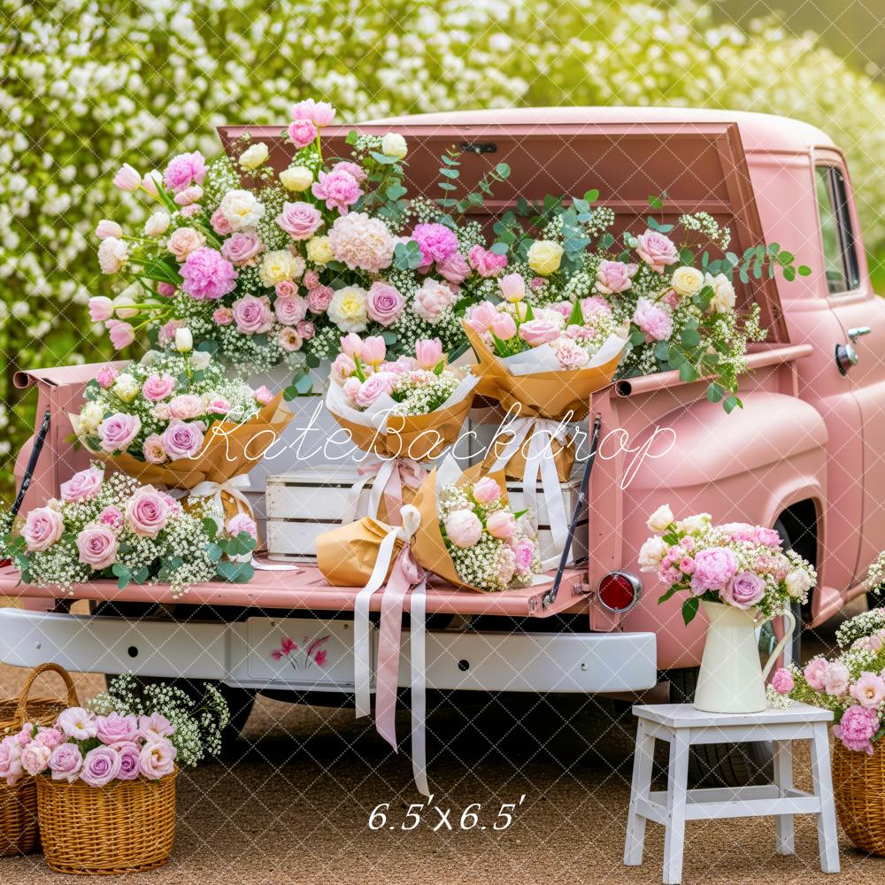 Kate Spring Truck Floral Baskets Pink Backdrop Designed by Patty Robert - Image 2
