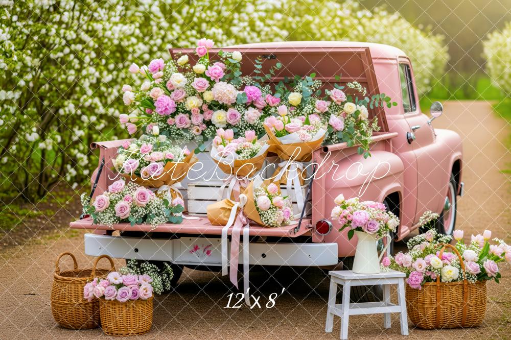 Kate Spring Truck Floral Baskets Pink Backdrop Designed by Patty Robert - Image 8