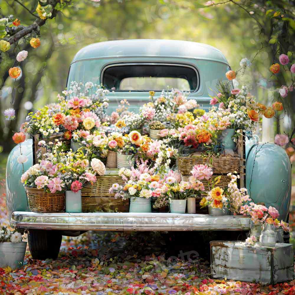 Kate Spring Truck Flower Romantic Backdrop Designed by Emetselch - Image 2