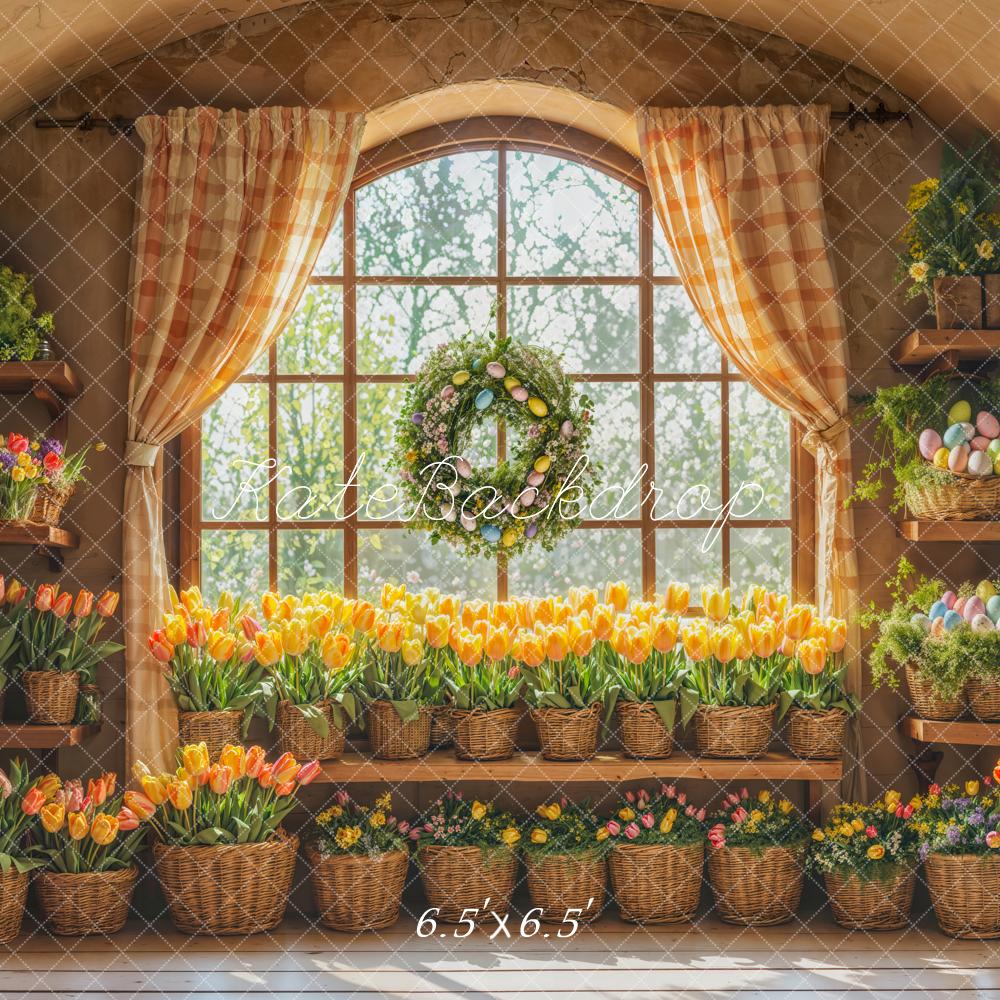 Kate Spring Tulip Easter Window Backdrop Designed by Emetselch - Image 2
