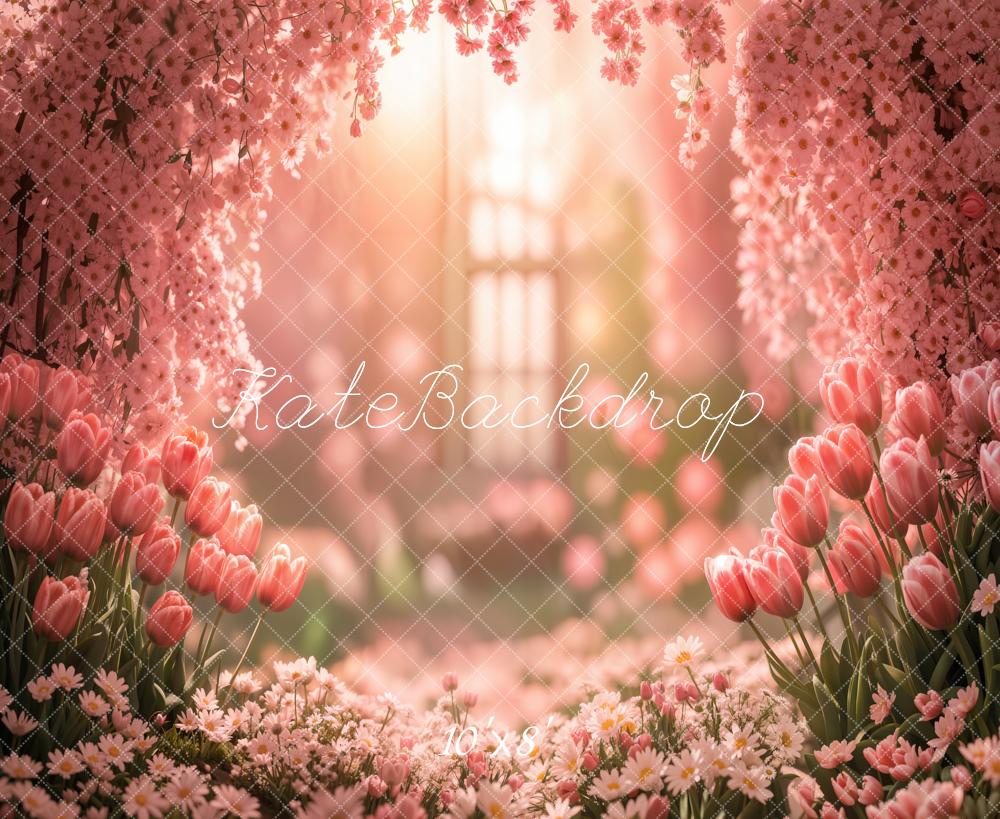 Kate Spring Tulip Floral Garden Fleece Backdrop Designed by Emetselch - Image 3