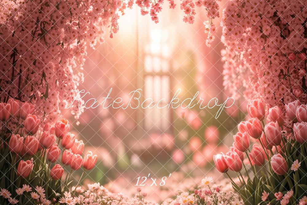 Kate Spring Tulip Floral Garden Fleece Backdrop Designed by Emetselch - Image 4