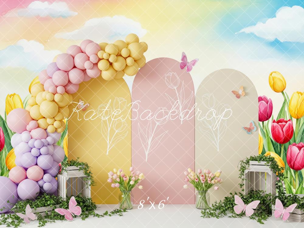 Kate Spring Tulips Balloons Butterflies Panels Backdrop Designed by Patty Robert - Image 3
